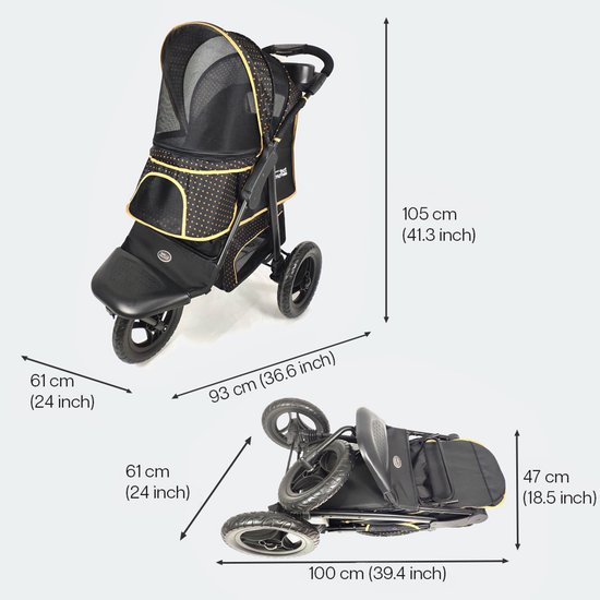 InnoPet Hondenbuggy - Adventure - Zwart/Goud - 93x61x105cm