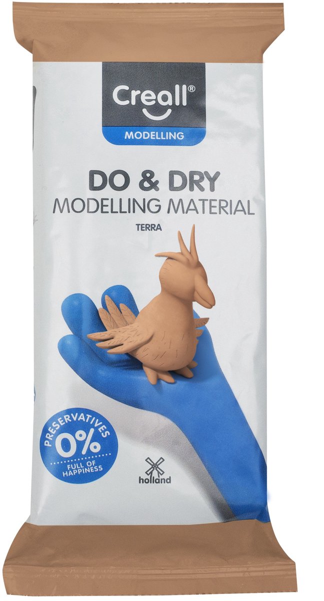 Creall Do & Dry | Luchtdrogende klei kleur Terra | 1 x 500g | Made in Holland | Zacht en klaar voor gebruik | Made in Holland | Knutselwerk kinderen, school, hobby, DIY en creatieve projecten — afbeelding 2