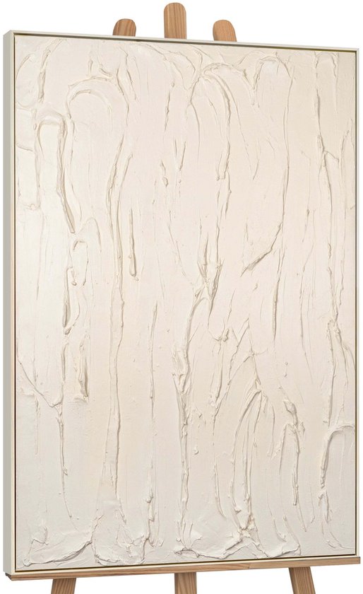 YS Peinture - Peinture sur toile peinte à la main - Décoration murale abstraite - Neutre - Acrylique - Décoration murale salon - Décoration chambre à coucher - Accessoires de chambre - Peintures chambre à coucher - Peinture abstraite Beige 140x100