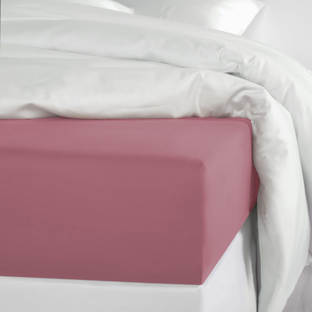 De Witte Lietaer Hoeslaken Olivia Blossom - 90 x 200/220 x h 30 - Katoen Satijn Roze