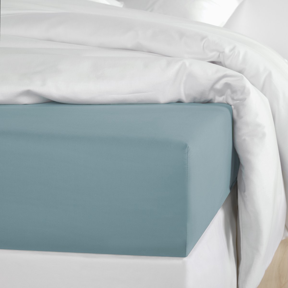 De Witte Lietaer Hoeslaken Olivia Actic - 90 x 200/220 x h 30 - Blauw - Katoen Satijn