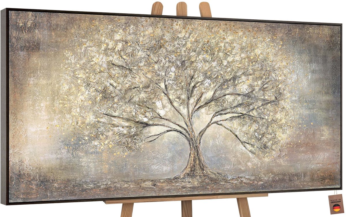 Canvas schilderij groot handgeschilderd gouden boom boom natuur luxe – YS-Art Gallery – Luxe wanddecoratie voor woonkamer – Modern schilderij voor slaapkamer en kantoor