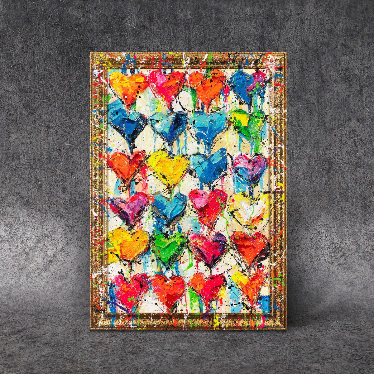 YS Schilderij - Handgeschilderd canvas schilderij - Wanddecoratie moderne Kunst - Kleurrijk - Kunst - Muurdecoratie woonkamer - Slaapkamer decoratie - Kamer accessoires - abstracte schilderijen Kunst - schilderij canvas Gold 140x100