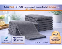 Sopmop Microvezel Dweil Doek MF XXL Grey 5 stuks - Zware Professionele Kwaliteit - 60 x 70cm