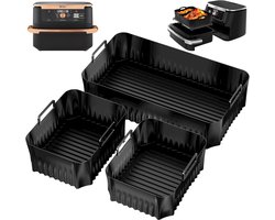 3 stuks mand voor luchtfriteuse, herbruikbaar, siliconen vorm voor luchtfriteuse, rechthoekige airfryer-houder, accessoires, mand voor airfryer, magnetron, oven