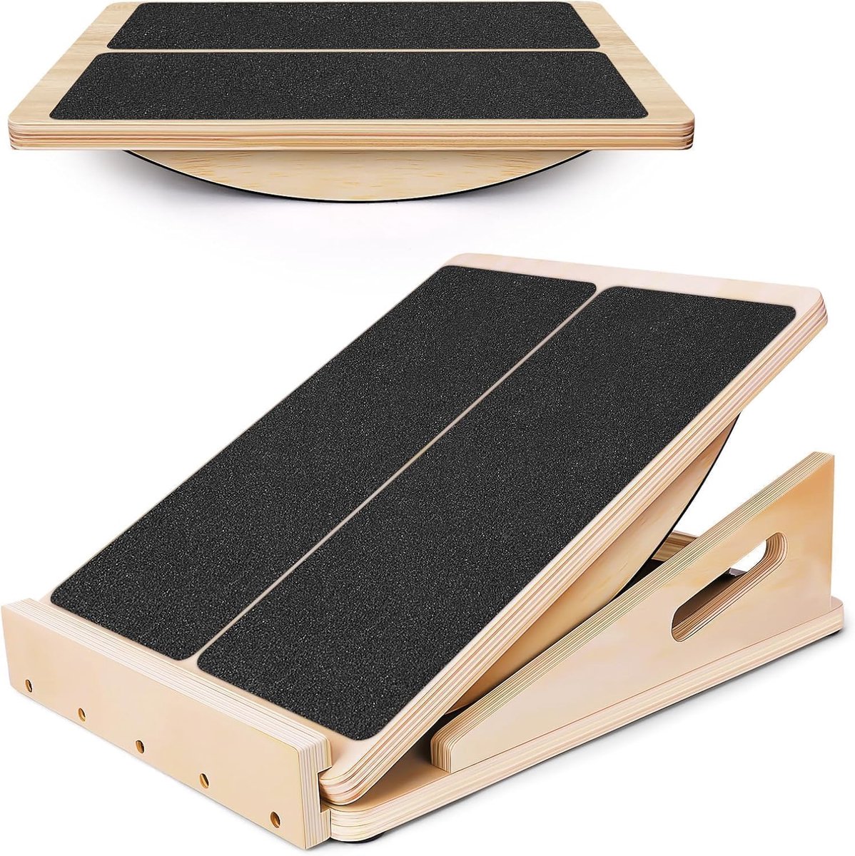 2-in-1 schuine plank - Sportbalansplank - Balansplank - Verstelbare kantelplank en kuitstrekker - Trainingsapparaat met handvat en antislipmat voor gemakkelijk transport