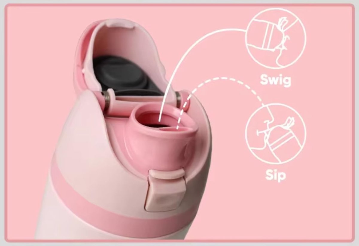 Geïsoleerde roestvrijstalen waterfles met rietje, 700 ml, herbruikbare sport- en reisfles voor school, kinderen en buitenactiviteiten - lekvrij en BPA-vrij (roze) thumbnail 4