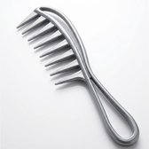 Zilverkleurige grove kam – kunststof ontklittings kam met brede tanden – ergonomisch handvat – lichtgewicht haar kam voor dames en heren – geschikt voor dagelijks gebruik