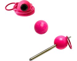 Boulemaus - Jeu de Boules - Bouleset Kleur neon-magenta - 1 Magneet - krachtige magnetische bouleopraper in de vorm van but met koord – 4 kg - 1 Traceur de Terrain -V2A roestvrij staal- 1 but