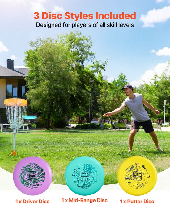 VEVOR Disc Golf Starter Set (3 Stuks), Frisbees voor Full Body Krachttraining, met Putter, Mid-Range, Driver, Pdga Goedgekeurd, voor Tuin, Gazon, Strand En Park Buiten van VEVOR — afbeelding 5