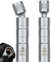 Jeu de douilles pour bougies d'allumage Gsedaox - 2 pièces - Clé à bougie d'allumage - 14 mm et 16 mm - 12 pans - Pour réparation automobile