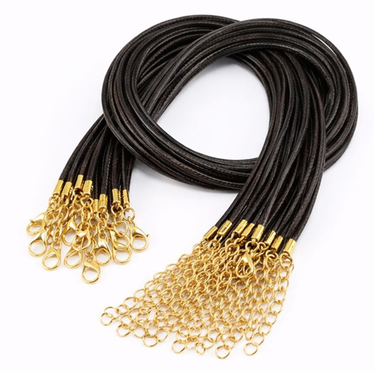 EmmyRovi – Koord Kettingen Zwart – Gouden kleur Sluiting – Verstelbaar – Set van 5 – Sieraden Maken