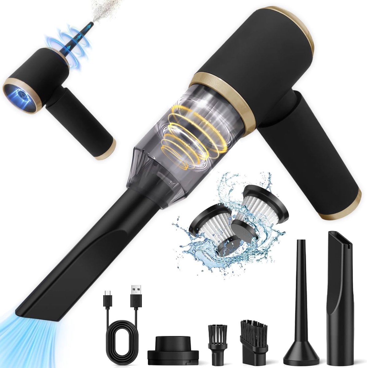 Krachtige Draadloze Autostofzuiger met 2 Snelheden - Zwart - Krachtige - €107,95