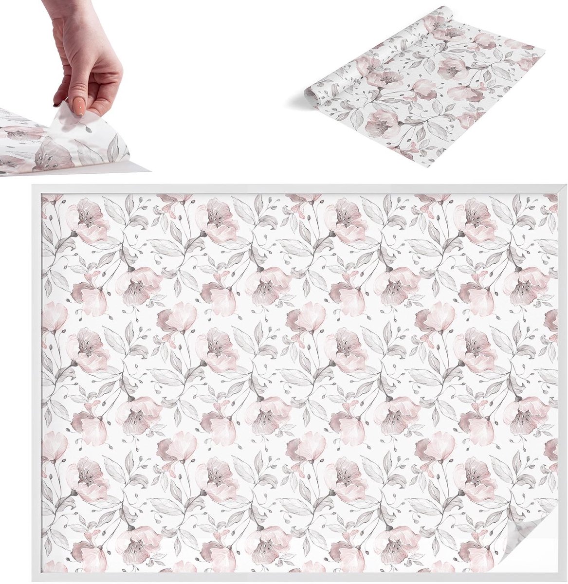TULUP Raamfolie Anti inkijk - Rozenblaadjes Melkglas Folie - 200x146 cm - Zwart-wit Anti inkijk Raamfolie Glas in Lood - Zonwerende Raamfolie - Voor de slaapkamer, woonkamer en hal. - Privacy Folie Raam Glas in Lood Zwart-wit - Rozenblaadjes