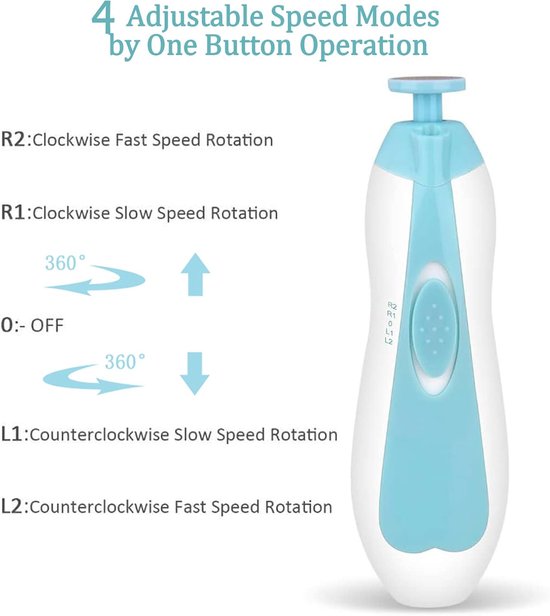 Elektrische nagelknipper - elektrische nagelknipper voor baby's - elektrische nageltrimmer voor baby's - knipt vinger- en teennagels - 6-in-1 nagelset - met LED-lampje - veilig voor pasgeborenen, kinderen en volwassenen. — afbeelding 3