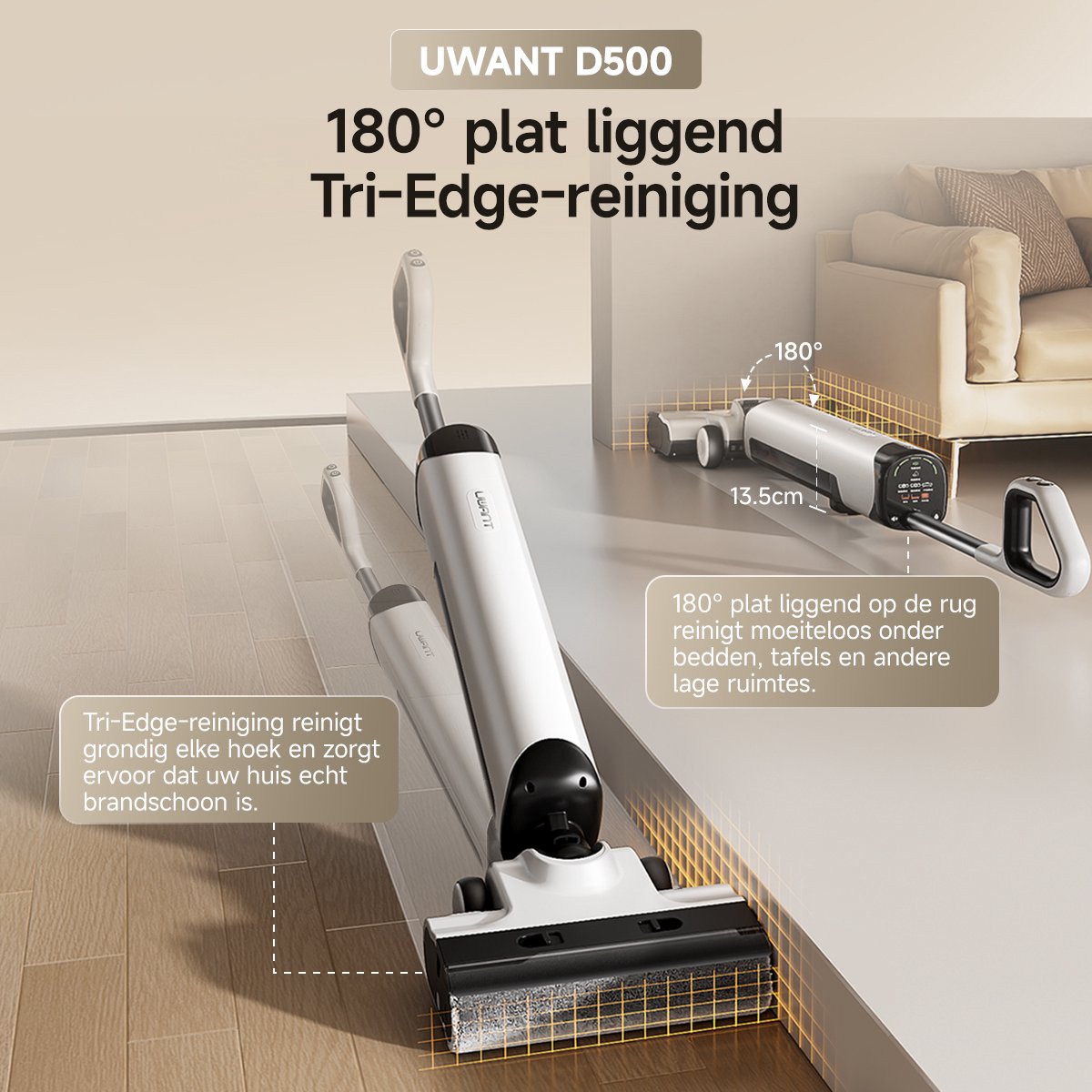 Uwant D500 Draadloze Steelstofzuiger met 17.000 Pa - afbeelding 3
