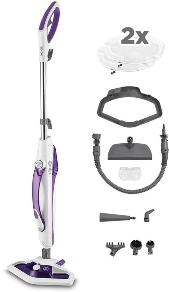 Quvo® Stoomreiniger vloer - Stoomreiniger - Stoomreinigers - Paars - 32cm x 20cm x 112cm