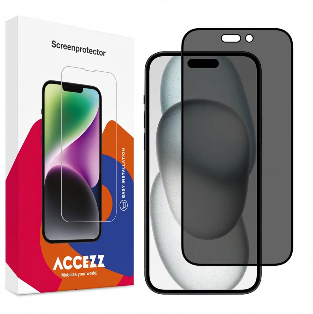 Accezz Screenprotector Geschikt voor iPhone 15 - Accezz Gehard glas Privacy Screenprotector