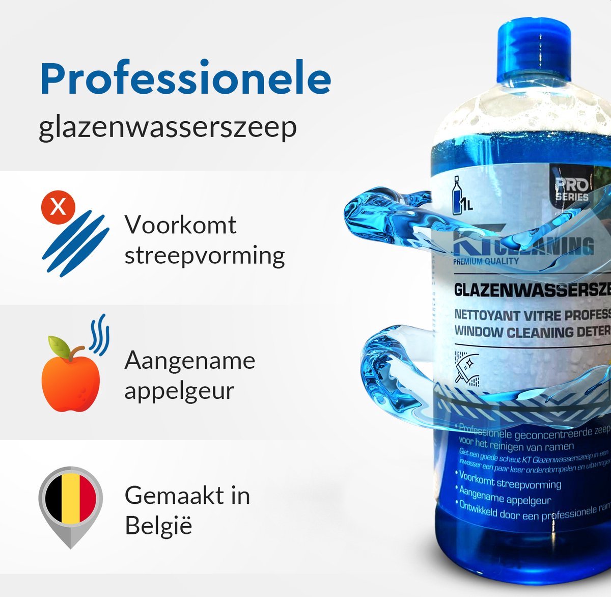KT CLEANING - Glazenwasserszeep - Glasreiniger - ramenwassen -1L