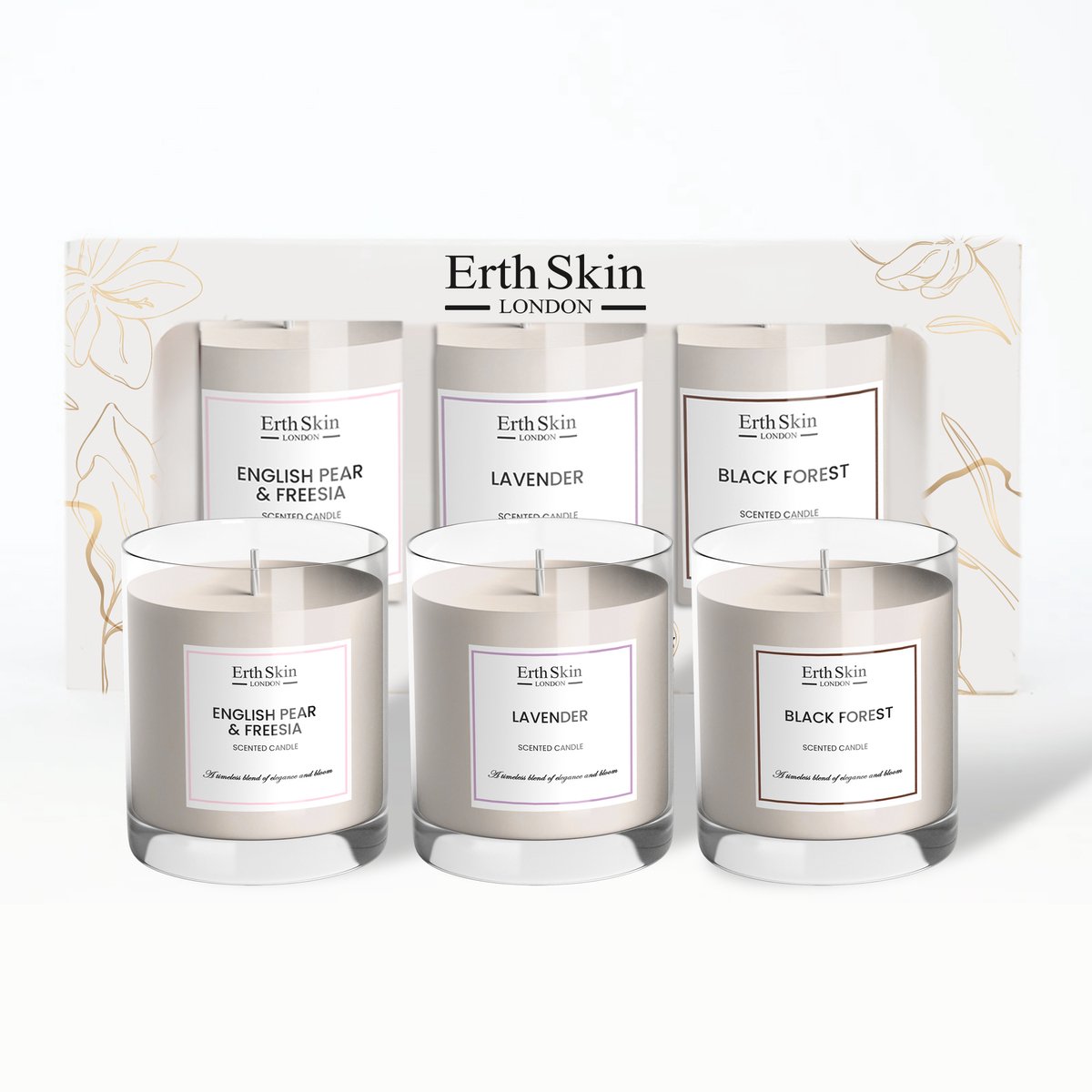 ErthSkin London Tranquiele Bosnachten Geurkaarsen – Set van 3