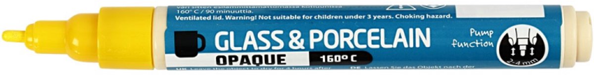 Creativ Company glas- en porseleinstift geel - hobby stift voor kinderen.