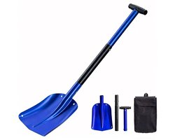 Sneeuwschep -sneeuwschuiver-32 inch - Lichtgewicht aluminium sneeuw-, zand- en tuinschep voor in de auto - Robuuste, opvouwbare driedelige schep - Geschikt voor in de auto - Thuis en buiten - Blauw - 82x21 cm