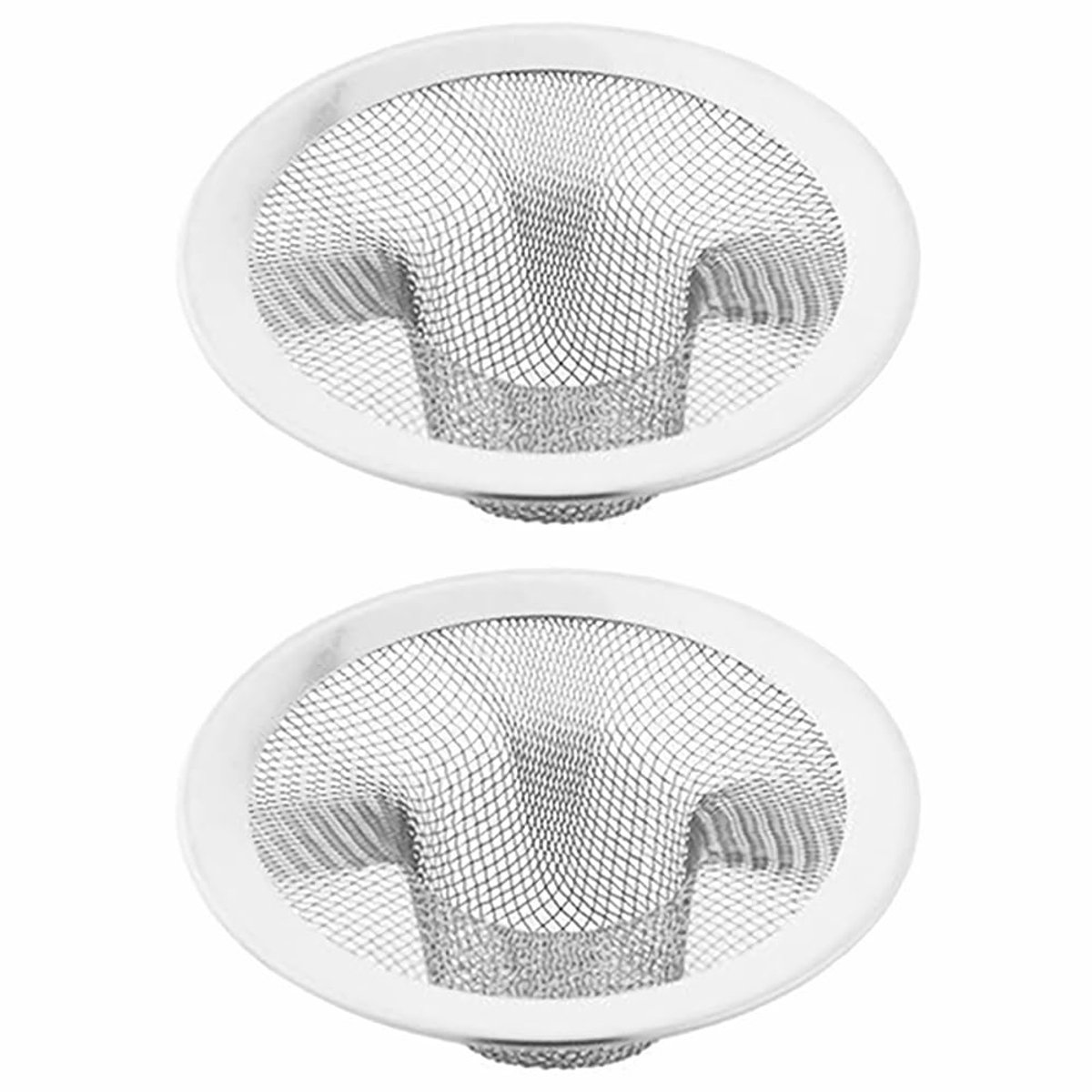 Gootsteenafvoerzeef, 2 stuks roestvrijstalen keukengootsteenfilters met haaropvangmand voor keuken, badkamer, badkuip, douche, vloerafvoer, 7 cm/2,8 inch (midden)