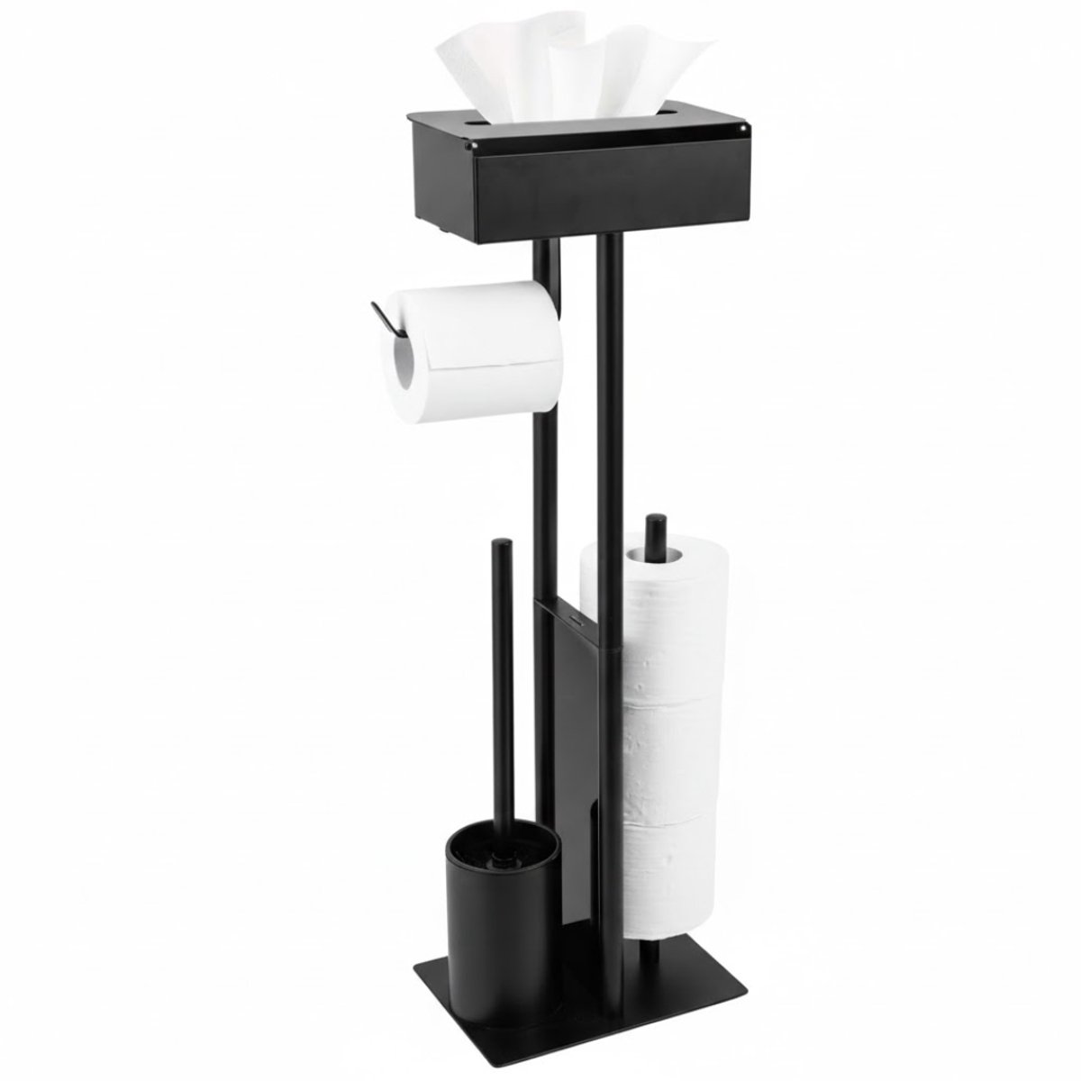ZRSS® Toiletbutler - Staande Toiletrolhouder - Toilet Butler - Borstel met Houder - Met Vochtige Doekjes Doos - Zwart