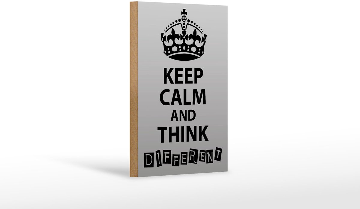 Holzschild Spruch 12x18cm Keep Calm think different