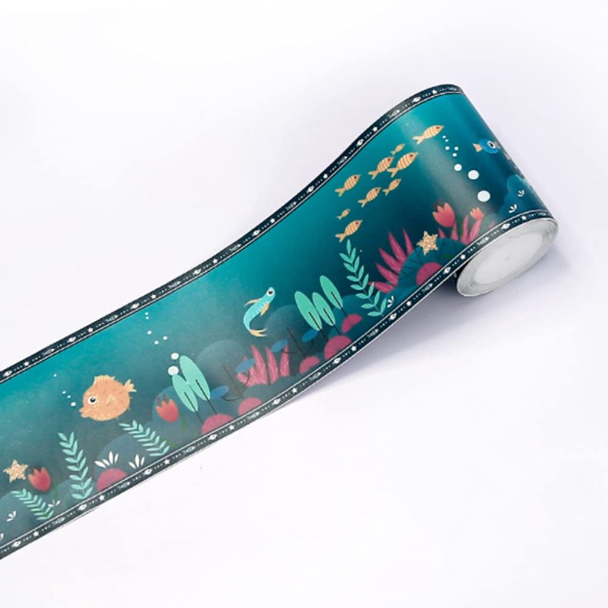 Zelfklevende muurdecoratie sticker, behangrand, zelfklevende wandbekleding, PVC vloerranden, doe-het-zelf woondecoratie voor kinderkamer, klaslokaal of speelkamer - zeebodem