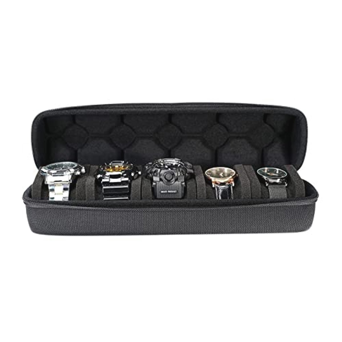 Opbergdoos voor 5 Horloges met Sponskussen - Zwart