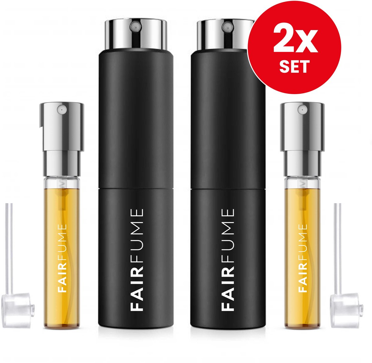 Fairfume Mystery Parfum voor Heren – Set van 2 Refillable Travel Sprays – Langhoudende Geur – Inclusief 2x 5ml Navullingen + Pompje – Ideaal voor Reizen – Blauw