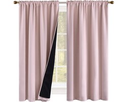 Verduisterend en thermisch isolerend rolgordijn met tunnelzoom – Volledig verduisterend – Zwarte voering – Polyester – 132 x 241 cm – Roze –