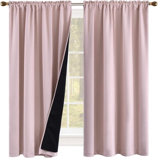 Fusion - Blush Pink Curtains 168 x 183 cm - 100% Cotton - 2x Panels