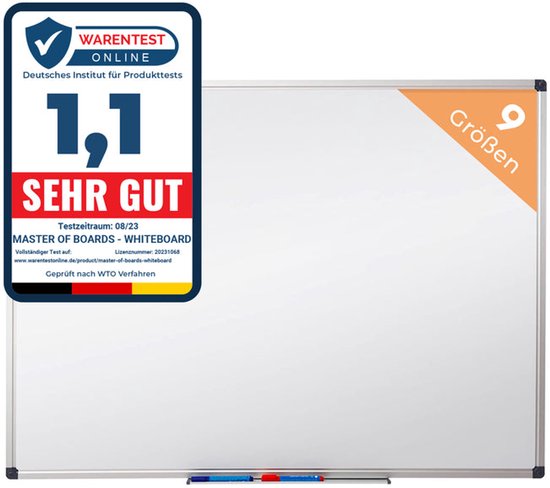 Whiteboard XXL - 100 x 70 cm Inclusief accessoires