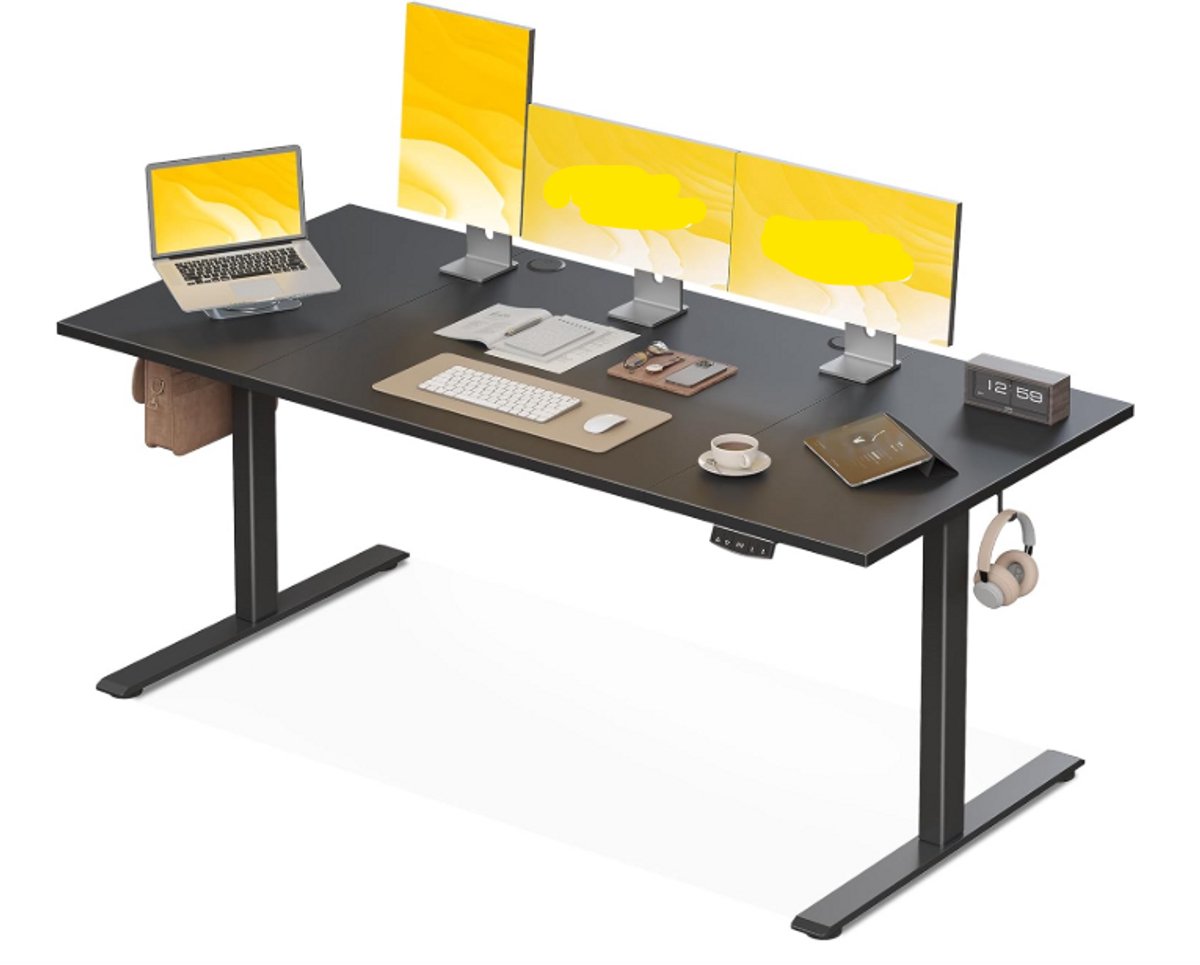 Zit Sta Bureau Elektrisch - Verstelbaar Hoekbureau - Game Bureau - Zwart