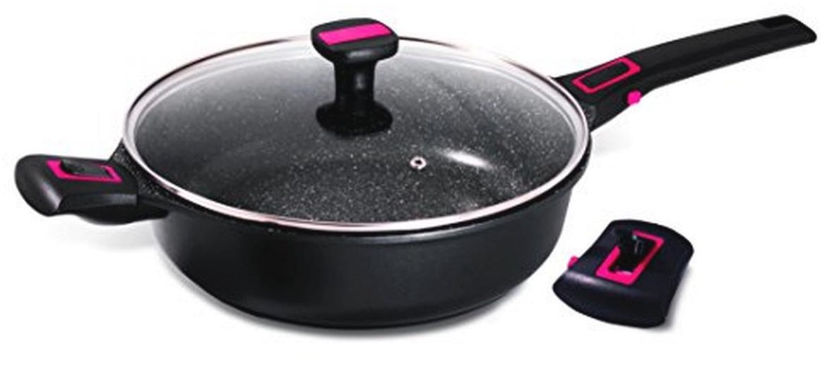 Braadpan met Deksel 28 cm - Gesmeed Aluminium Zwart