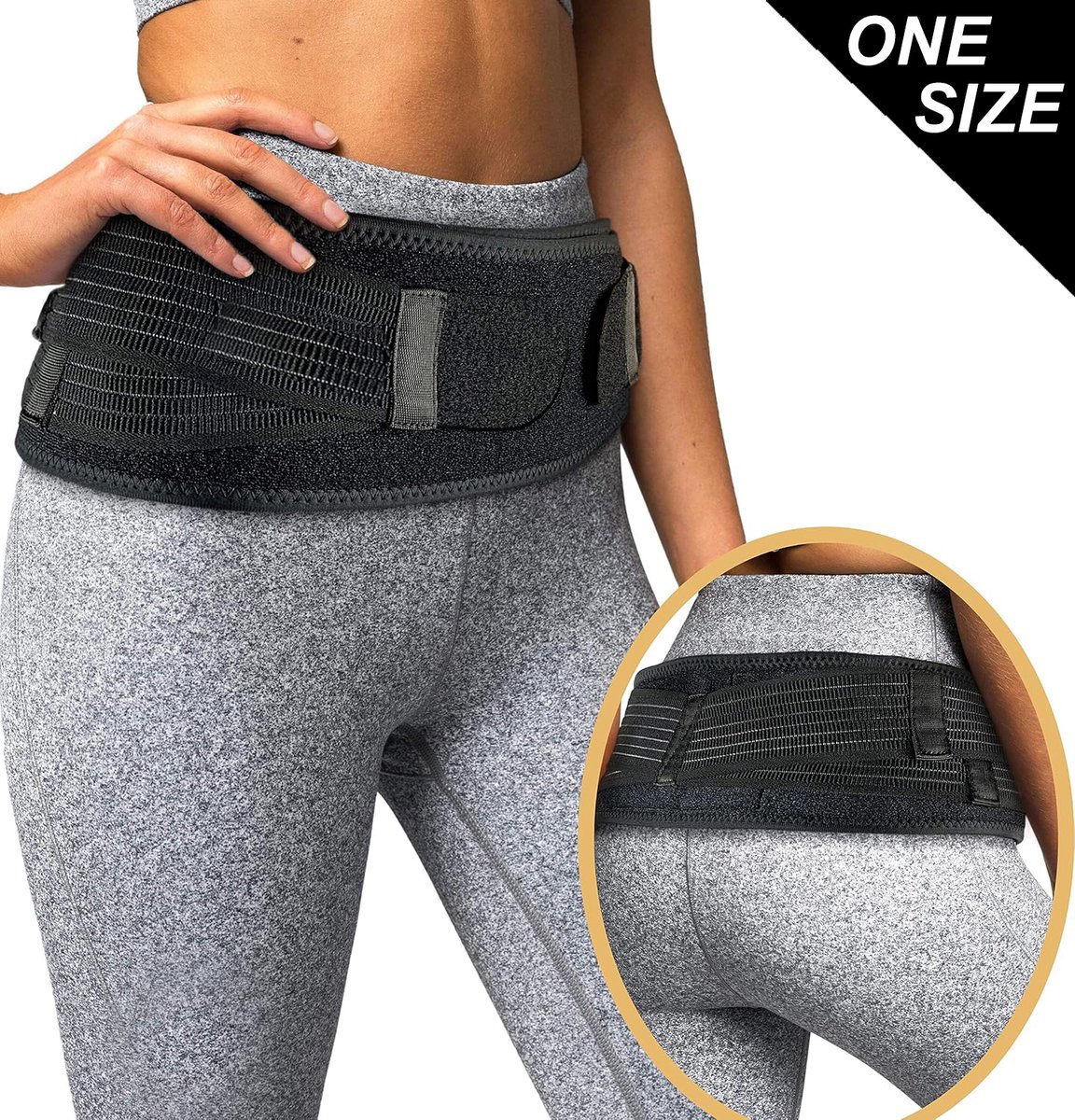 DOWO® - Bekkenbrace - Bekkenband - Lendensteun voor mannen en vrouwen - Buikband voor zwangere vrouwen - Zwangerschapsgordel - 76 CM tot 102 CM