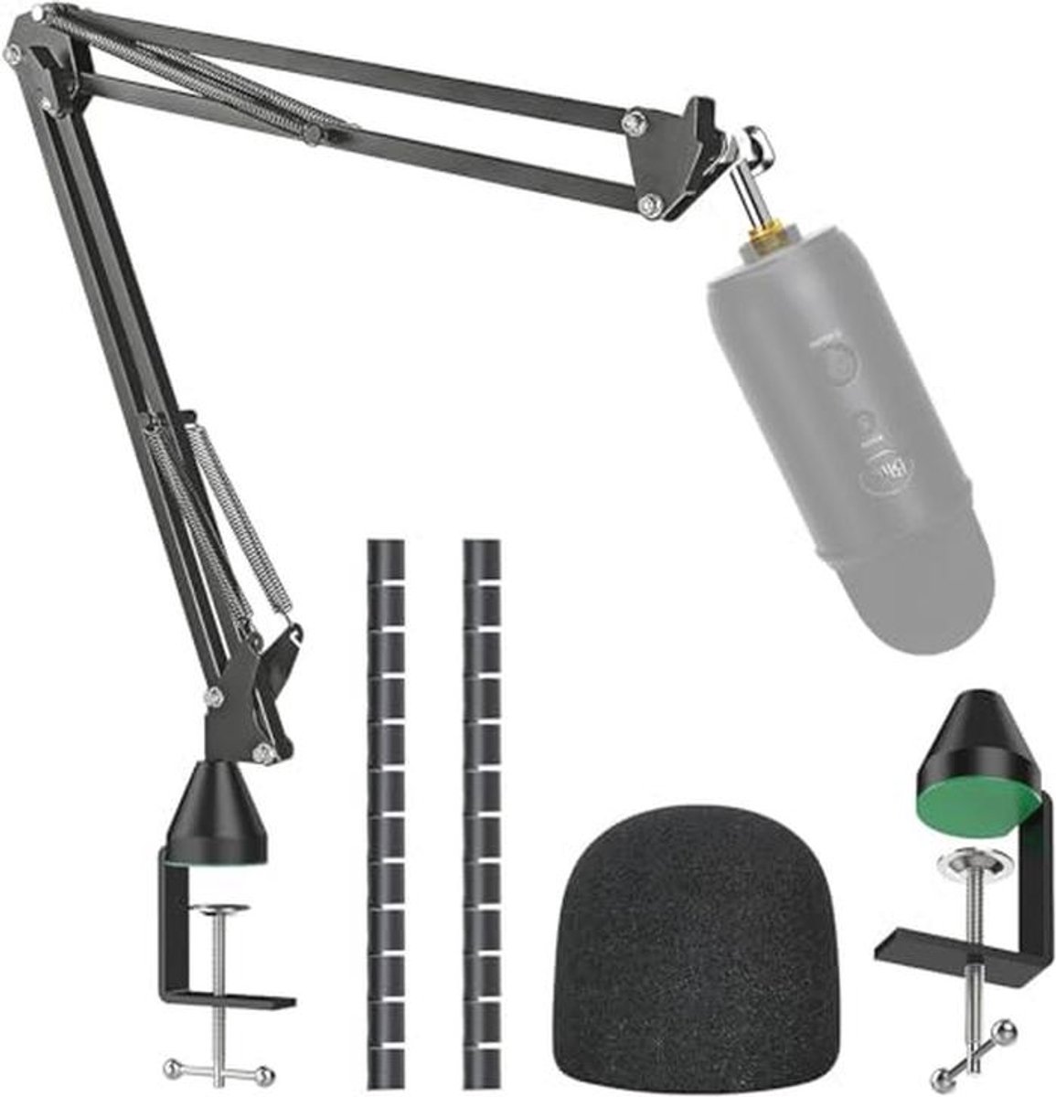 microfoonstandaard met schokdemper en popfilter voor podcasting