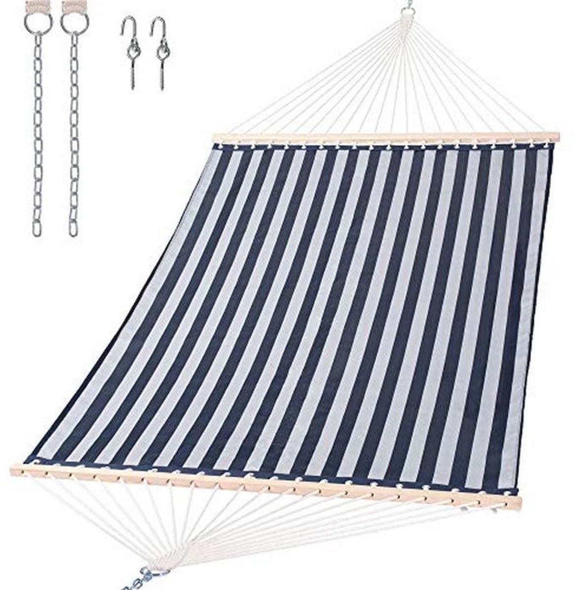 Hangmat 4,5 m Sneldrogend - Dubbel Formaat voor 2 Personen met Hardhouten Stang
