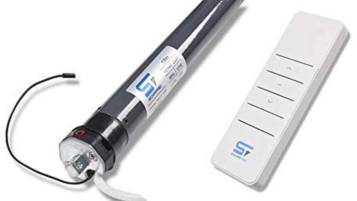 SCHARTEC radio rolluikmotor complete set met afstandsbediening - buismotor draadloze rolluikbesturing 40 en 60 mm as elektrische rolluik motor rolluikaandrijving (Tube F 10-60 met afstandsbediening)