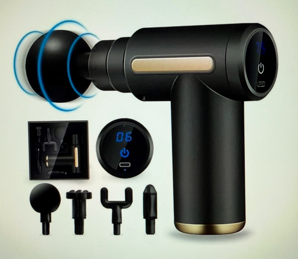 Massage Mini Massage Gun met 4 Opzetstukken - Massage - €15,11