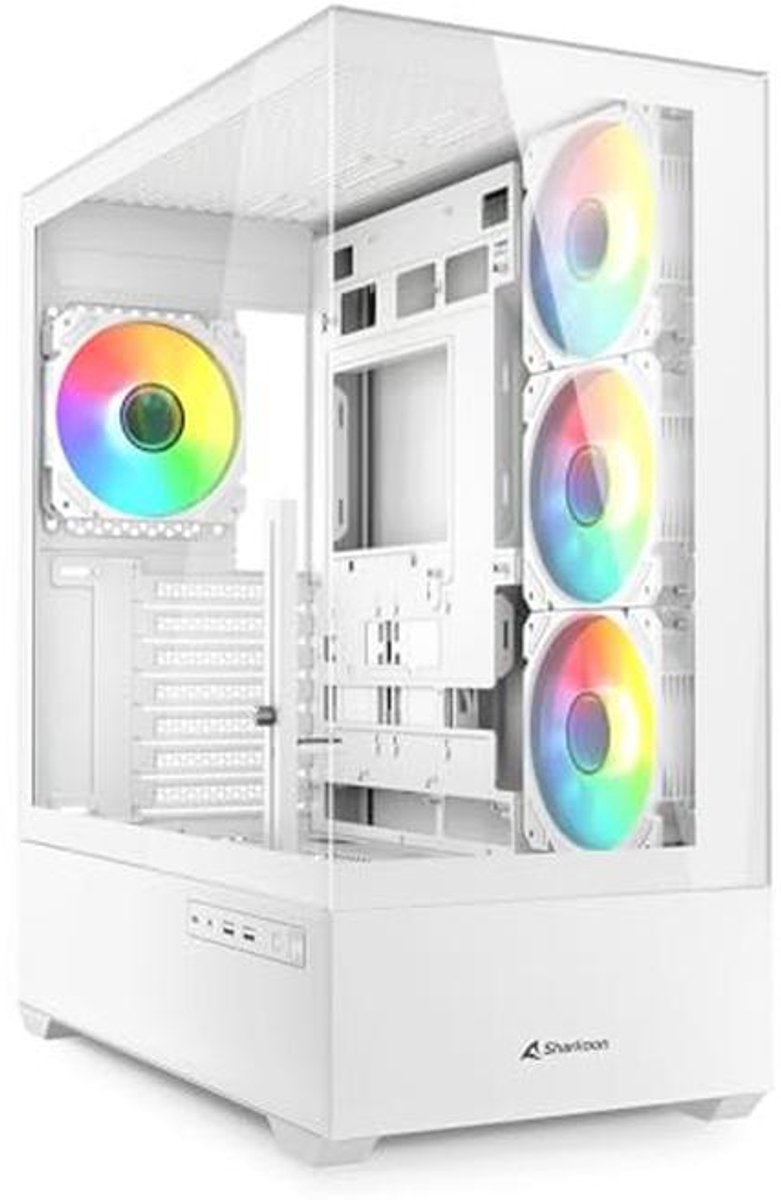 Witte ATX PC-behuizing met RGB-verlichting en gehard glas