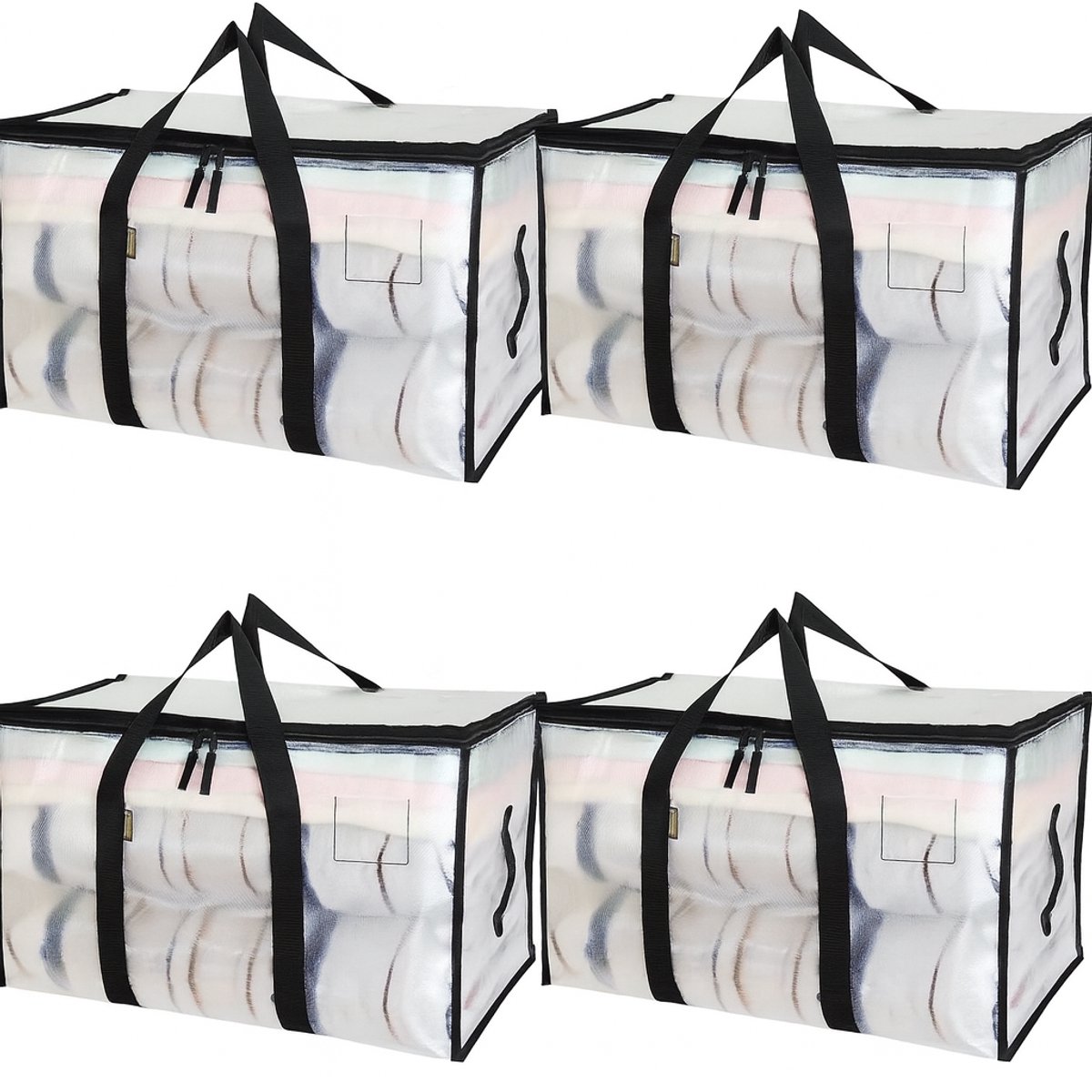 Somstyle XL Opbergtassen - 4 Stuks - Big Shopper met Rits - Boodschappentas - Verhuistassen Waterdicht - Transparant