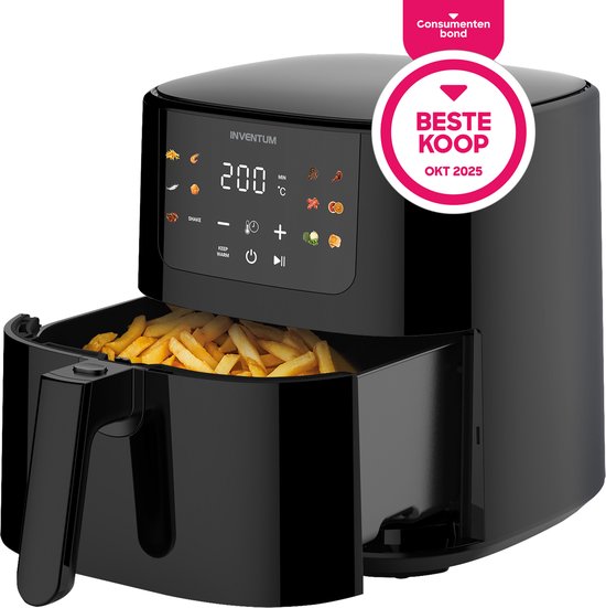 Inventum GF501HLDB - Airfryer - Hetelucht friteuse - 5 liter - 70 tot 200 graden - 1500 watt - Zwart