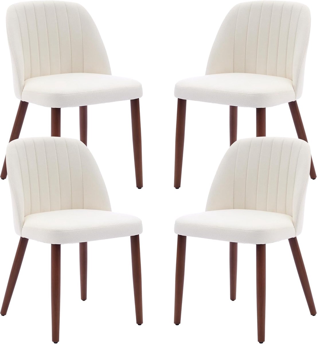 HoerFuriy - Eetkamerstoelen set van 4 - Beige - Stof - Mid‑century modern