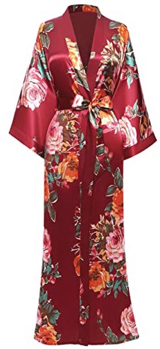Elegante Kimono Ochtendjas met Pauwenmotief voor Vrouwen - Perfect voor Feestelijke Gelegenheden
