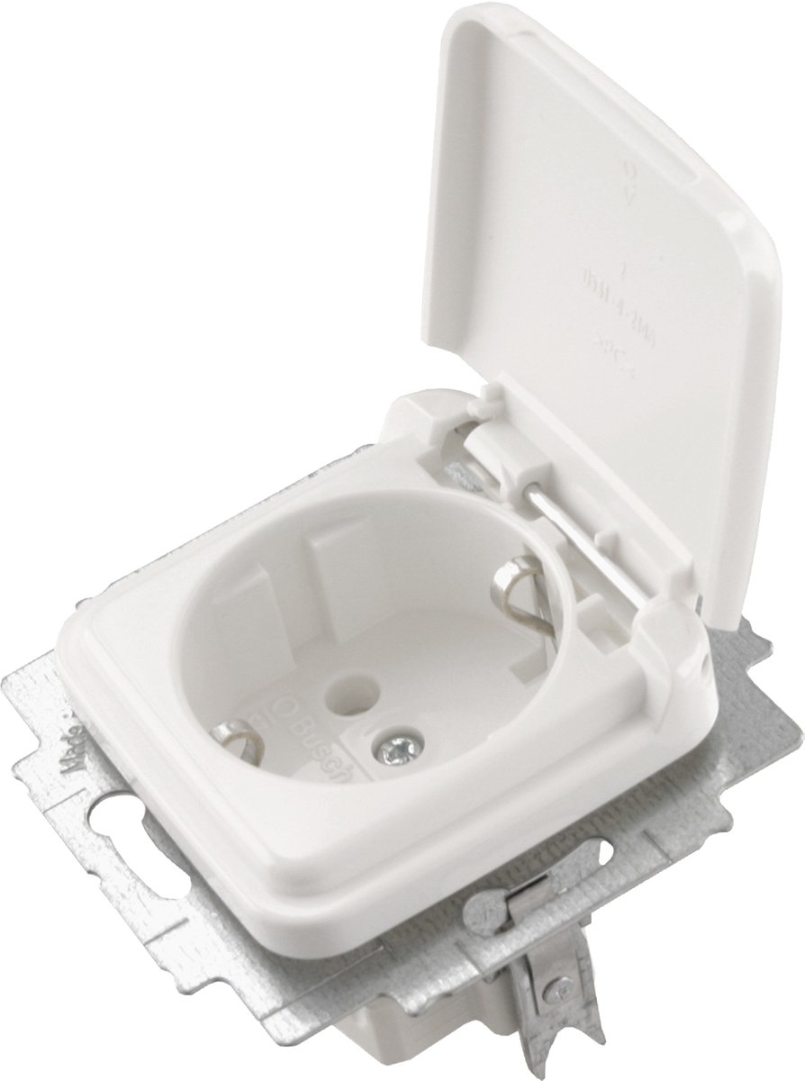 Busch-Jaeger Reflex contactdoos - inbouw - 1-voudig - randaarde - klep - polarwit
