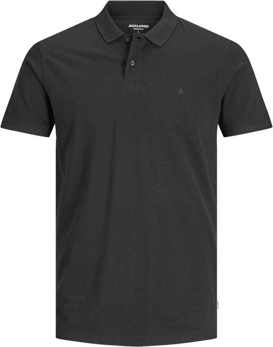 Polo foncé à manches courtes, col et boutons, logo de la marque sur la poitrine