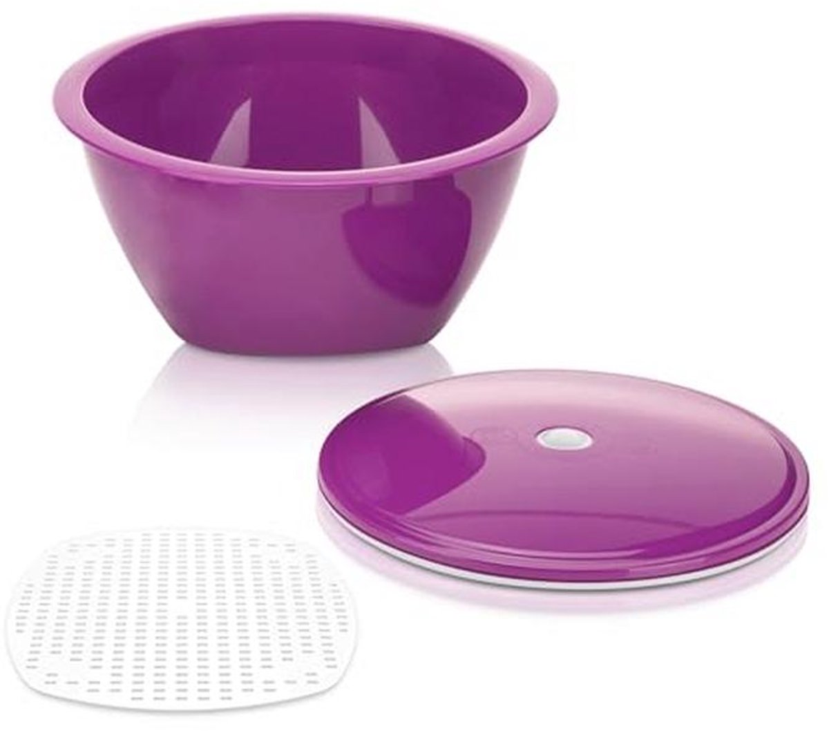 Multimaker opvangkom voor PowerLine rasp en V5 mandoline - magnetronbestendig met deksel, violet